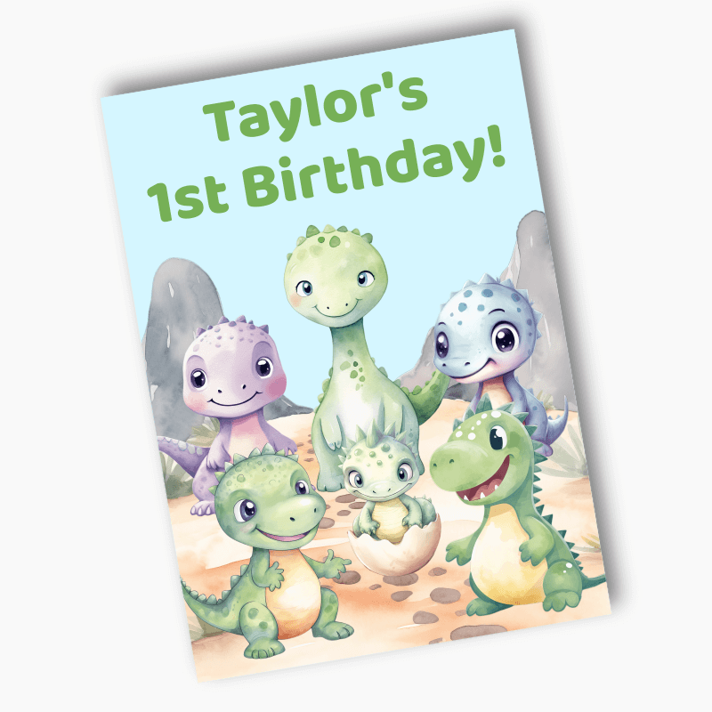 Personalised Cute Baby Dinosaurs Party Posters