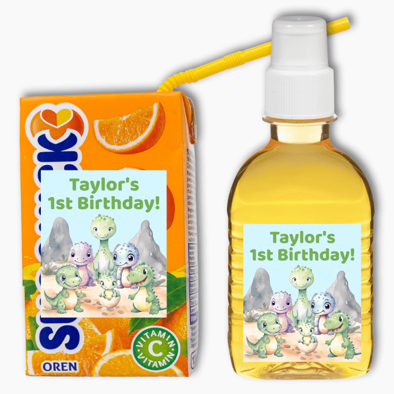 Personalised Cute Dinosaurs Party Rectangle Favour Stickers