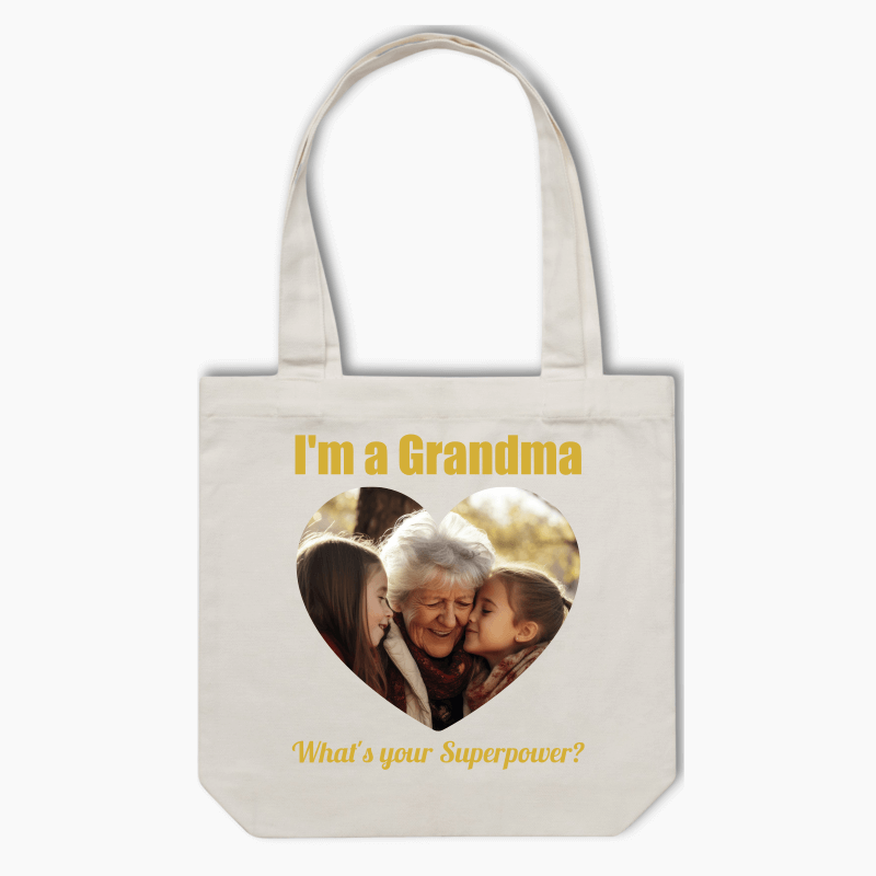 Personalised Grandma Superpower Photo Tote Bag
