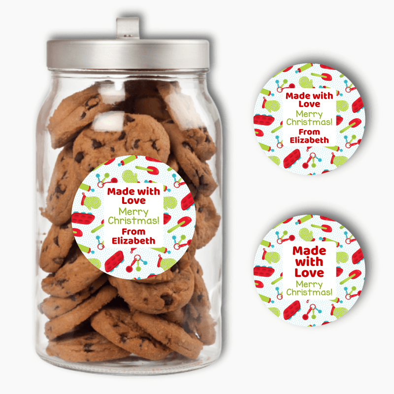 Personalised Made with Love Christmas Gift Round Stickers