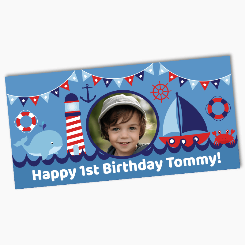 Personalised Nautical Sail Boat Party Banners with Photo
