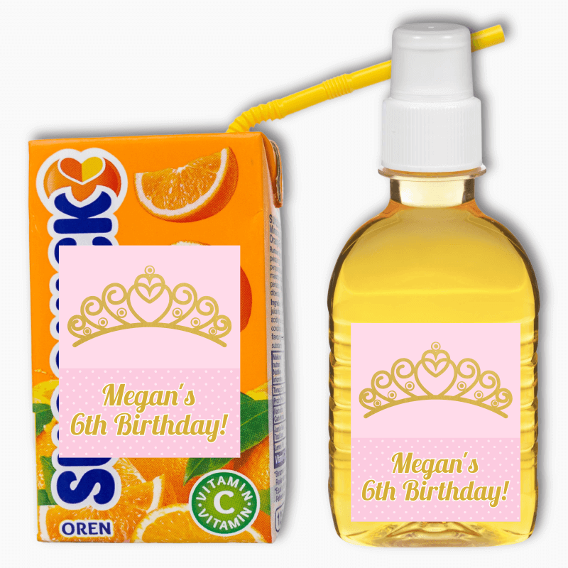 Personalised Princess Tiaras Party Rectangle Favour Stickers