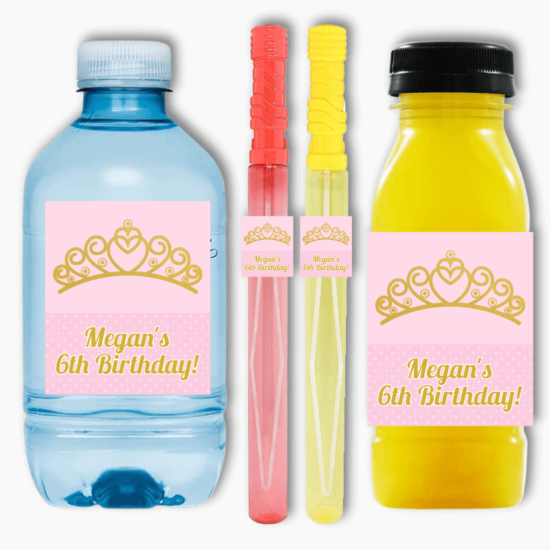 Personalised Princess Tiaras Party Rectangle Favour Stickers