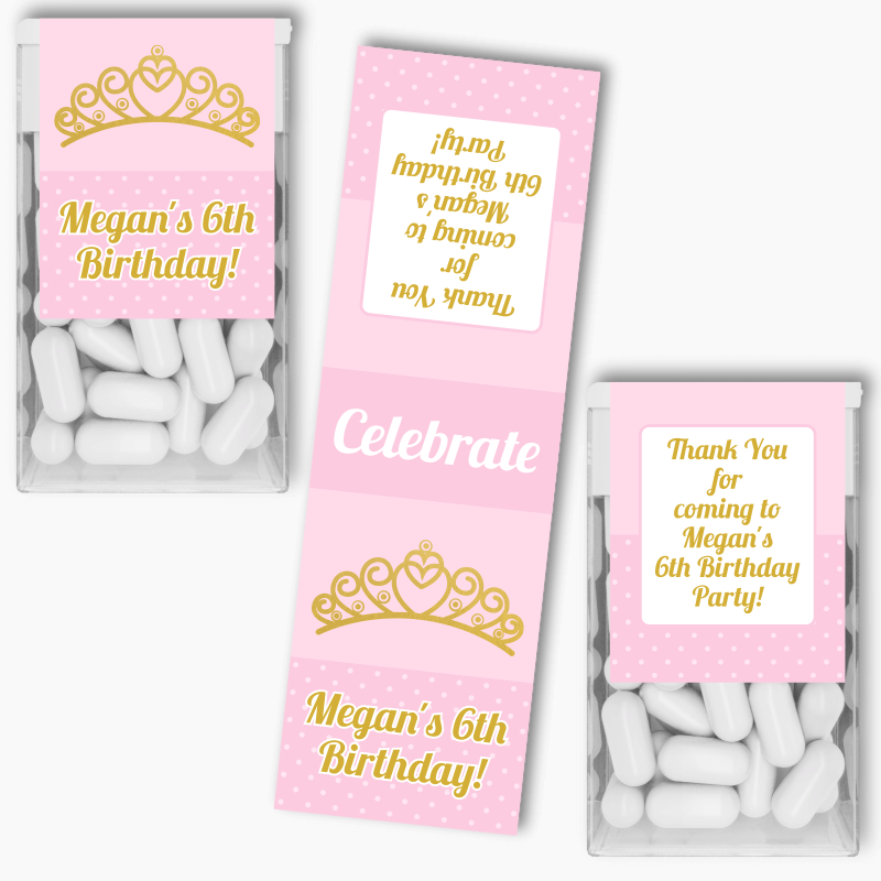 Personalised Princess Tiaras Party Tic Tac Labels