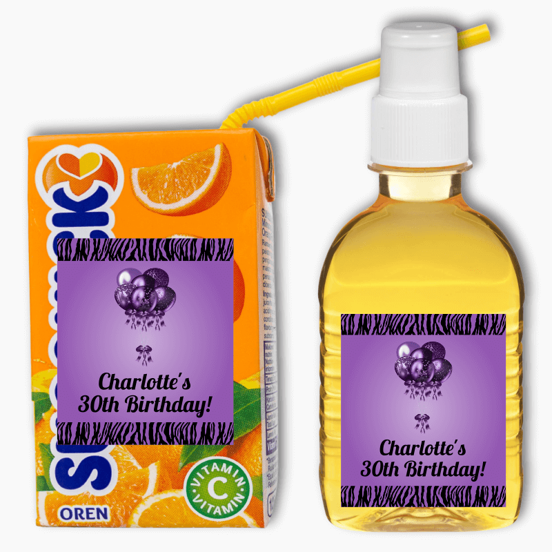 Personalised Purple & Black Balloons Party Rectangle Stickers