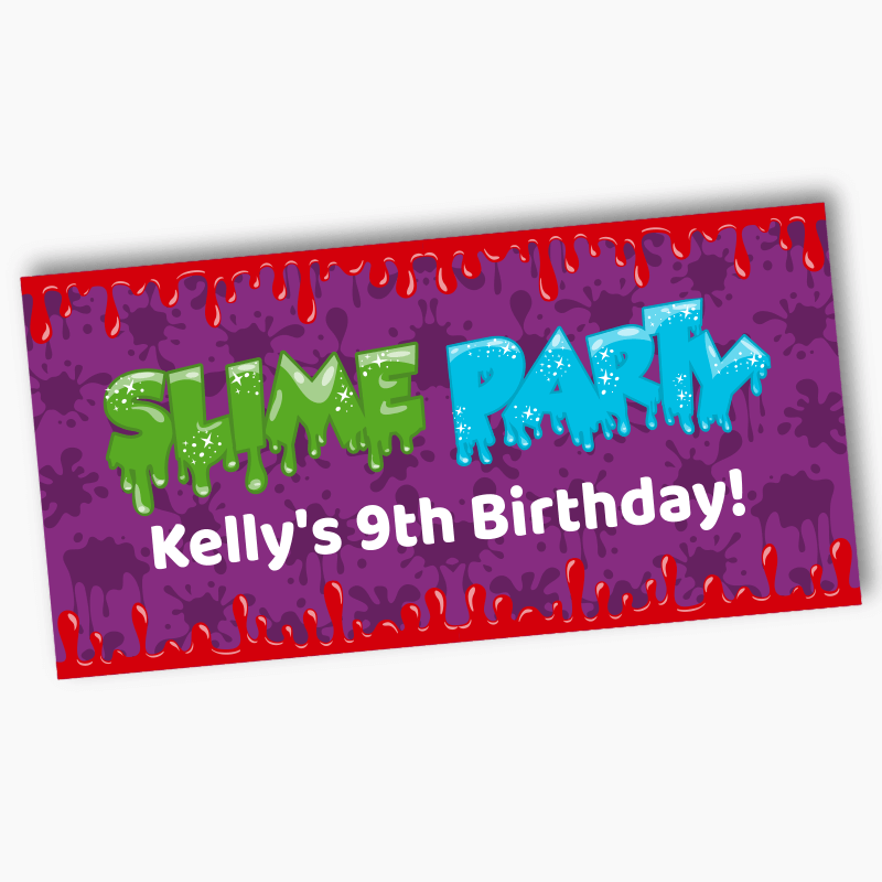 Personalised Slime Birthday Party Banners - Purple