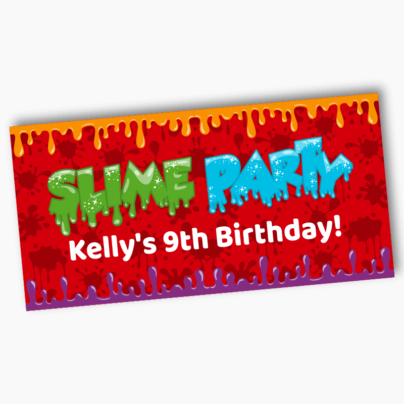 Personalised Slime Birthday Party Banners - Red