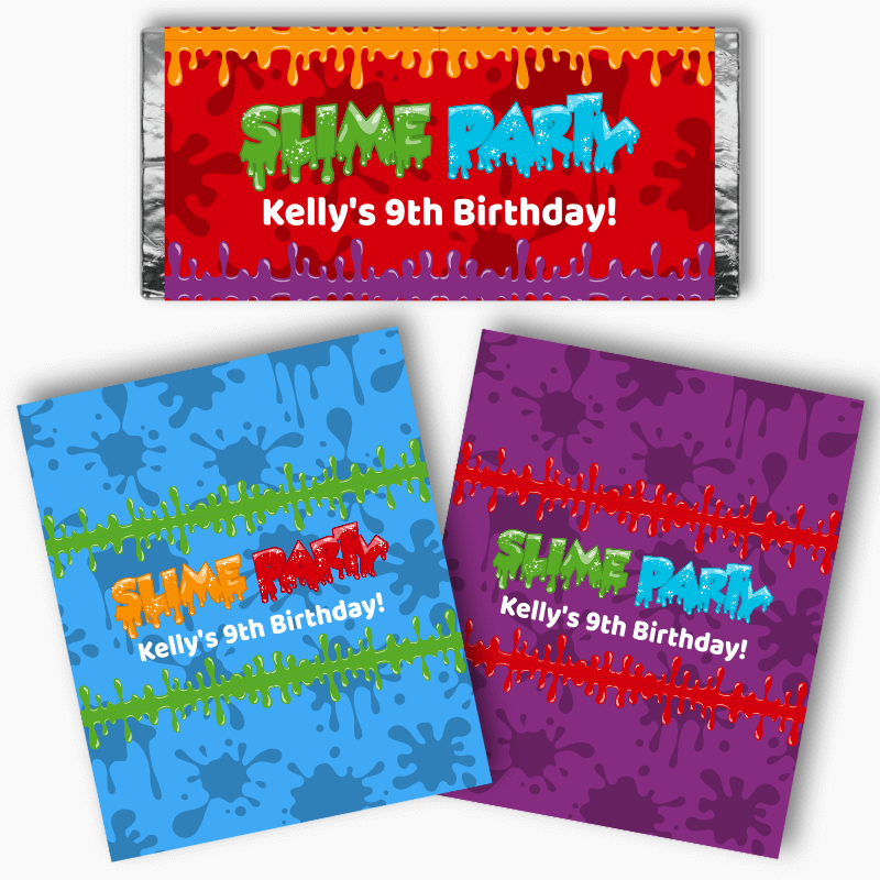Personalised Slime Birthday Party Mini Chocolate Labels