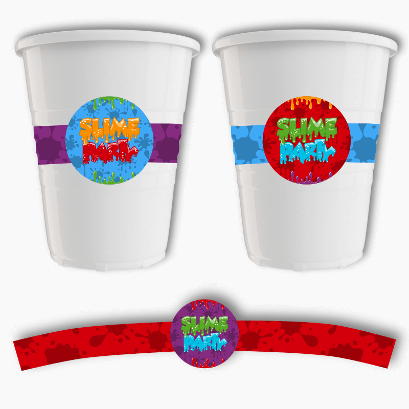 Slime Birthday Party Cup Stickers