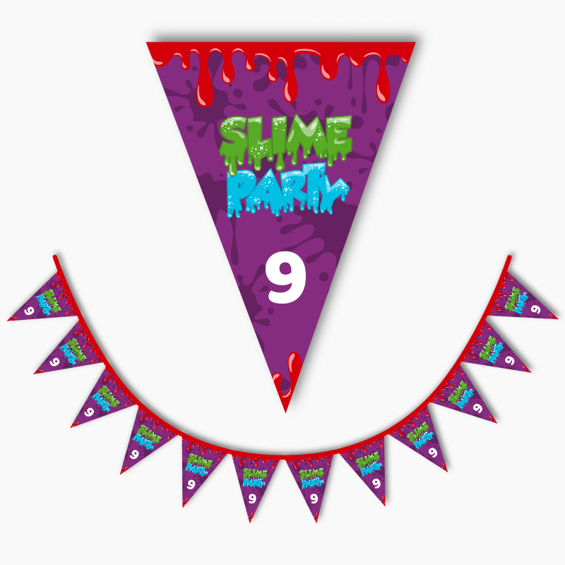 Personalised Slime Birthday Party Flag Bunting - Purple