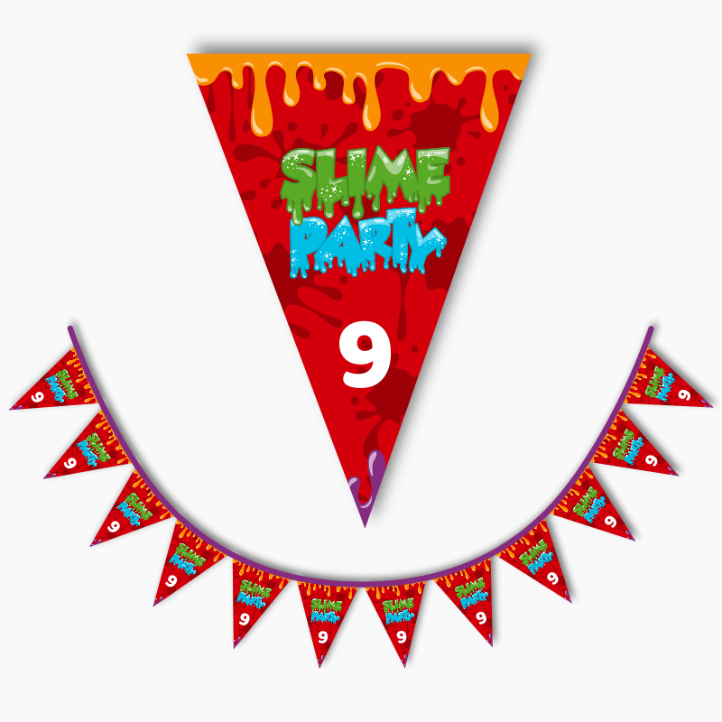 Personalised Slime Birthday Party Flag Bunting - Red