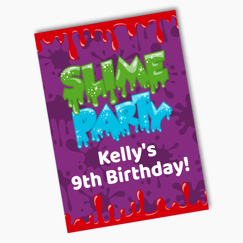 Personalised Slime Birthday Party Posters - Purple