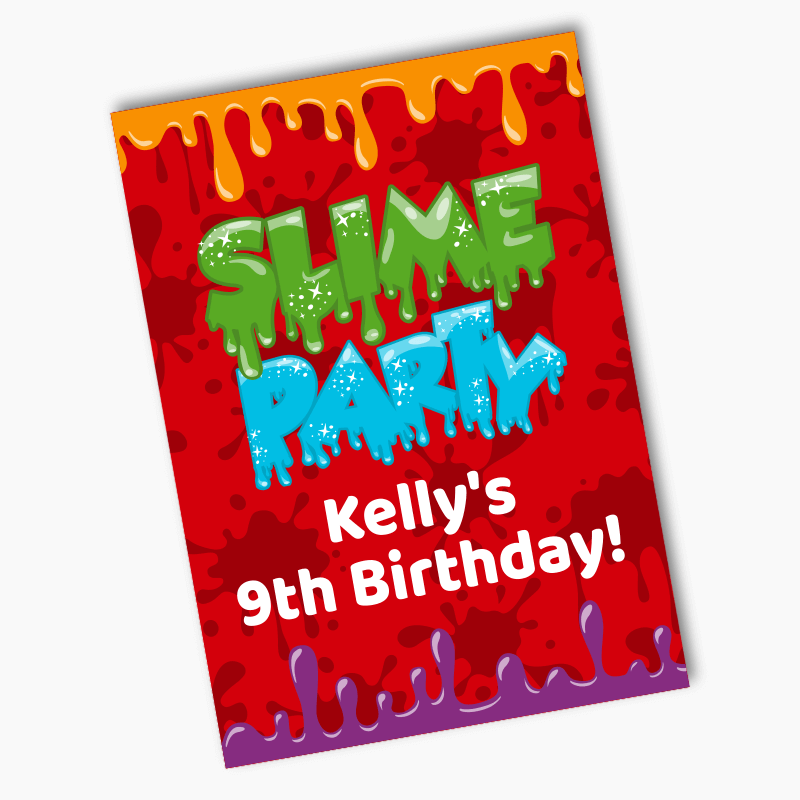 Personalised Slime Birthday Party Posters - Red