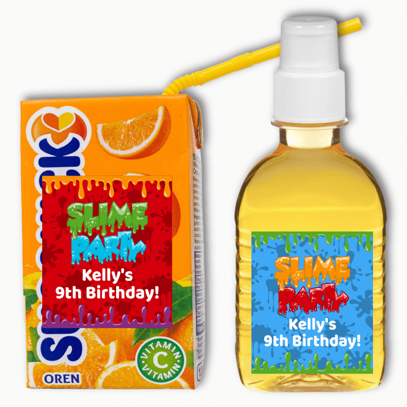 Personalised Slime Party Rectangle Favour Stickers
