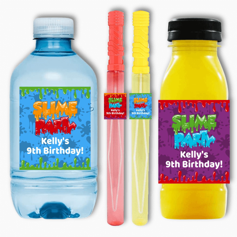 Personalised Slime Party Rectangle Favour Stickers