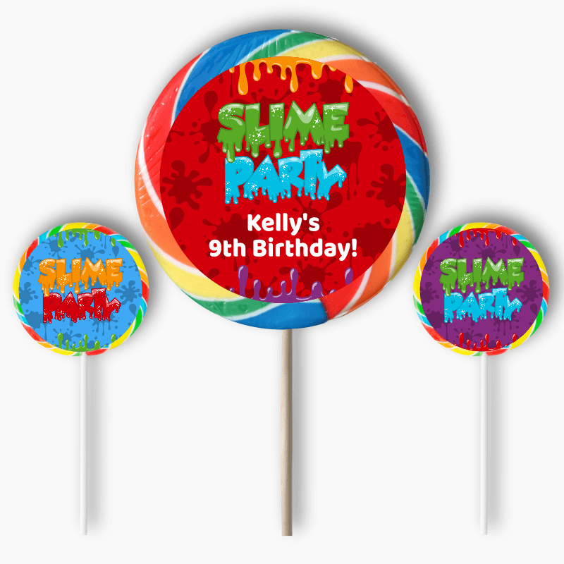 Personalised Slime Birthday Party Round Stickers