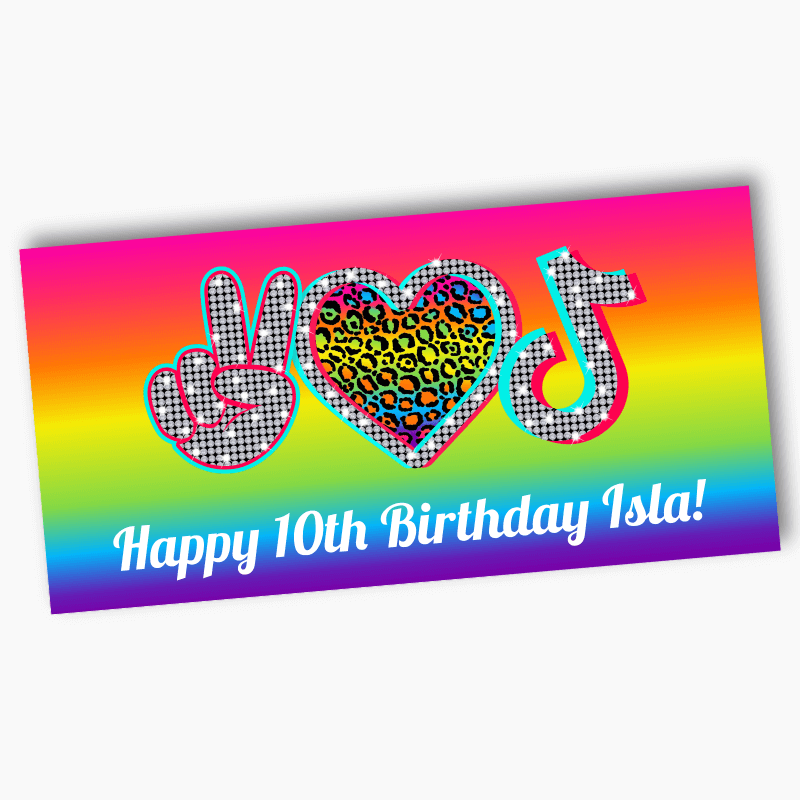 Personalised Tik Tok Birthday Party Banners - Rainbow