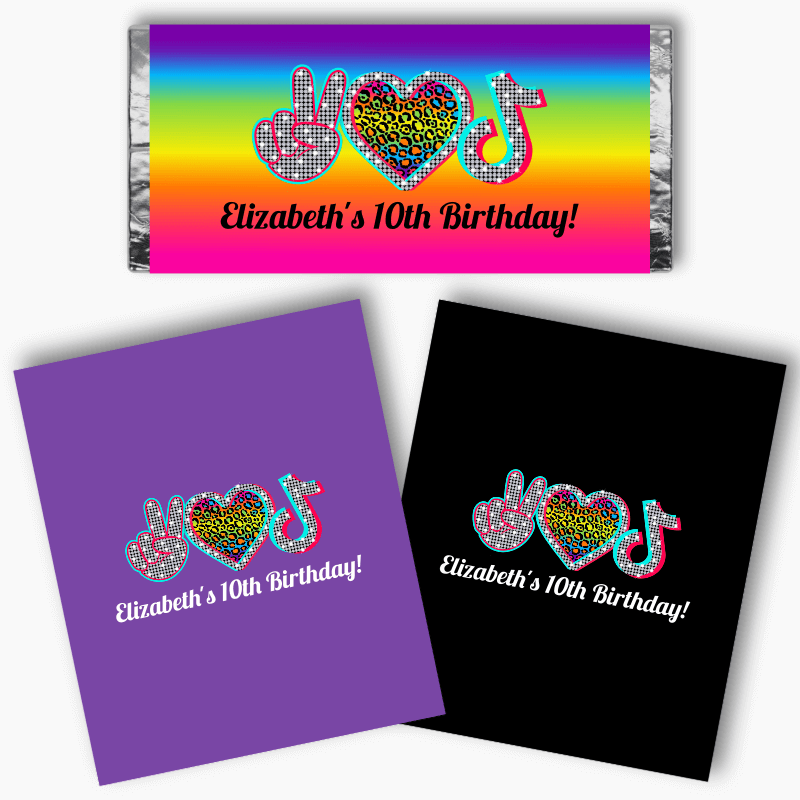 Personalised Tik Tok Birthday Party Mini Chocolate Labels