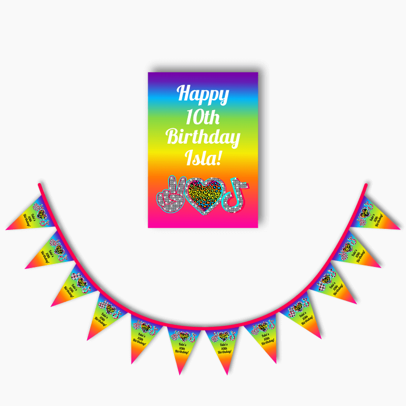 Personalised Tik Tok Party Poster &amp; Bunting Combo - Rainbow
