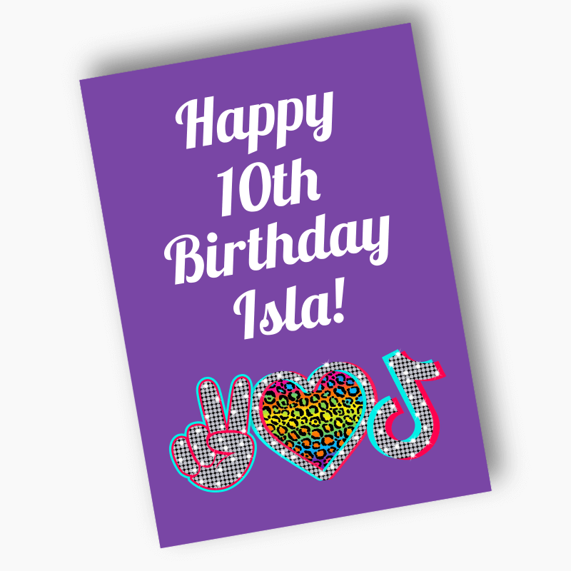 Personalised Tik Tok Birthday Party Posters - Purple