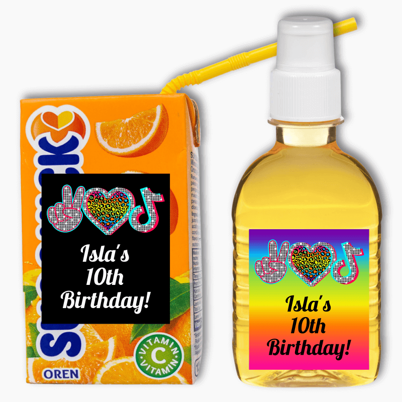 Personalised Tik Tok Party Rectangle Drink Labels