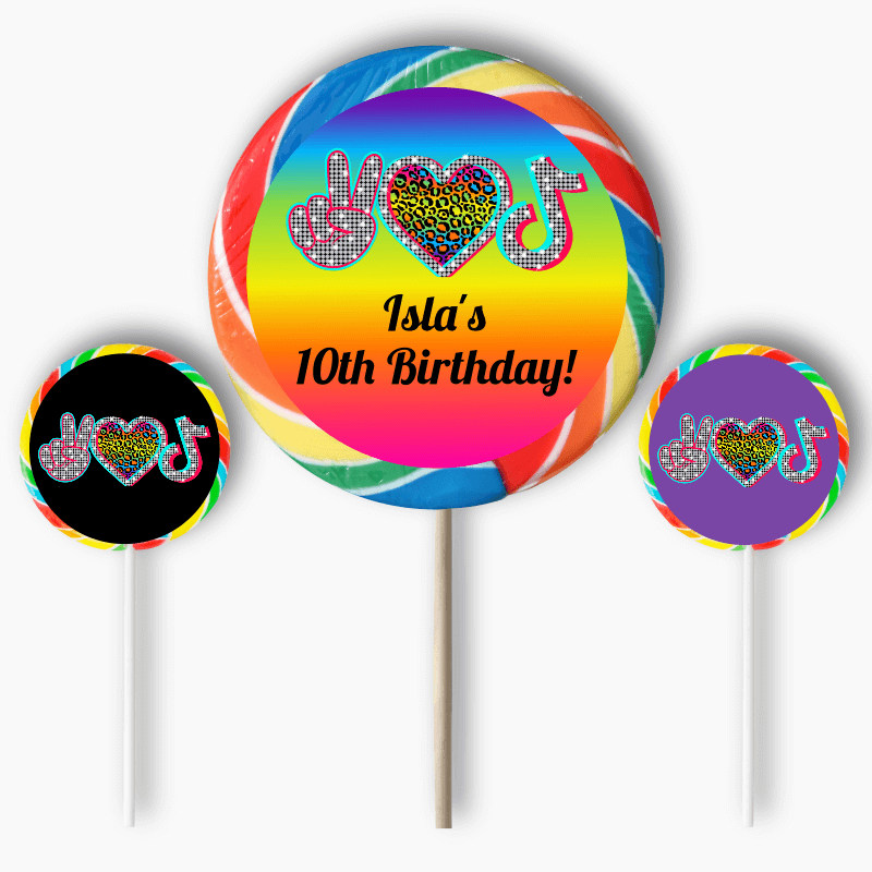 Personalised Tik Tok Birthday Party Round Stickers
