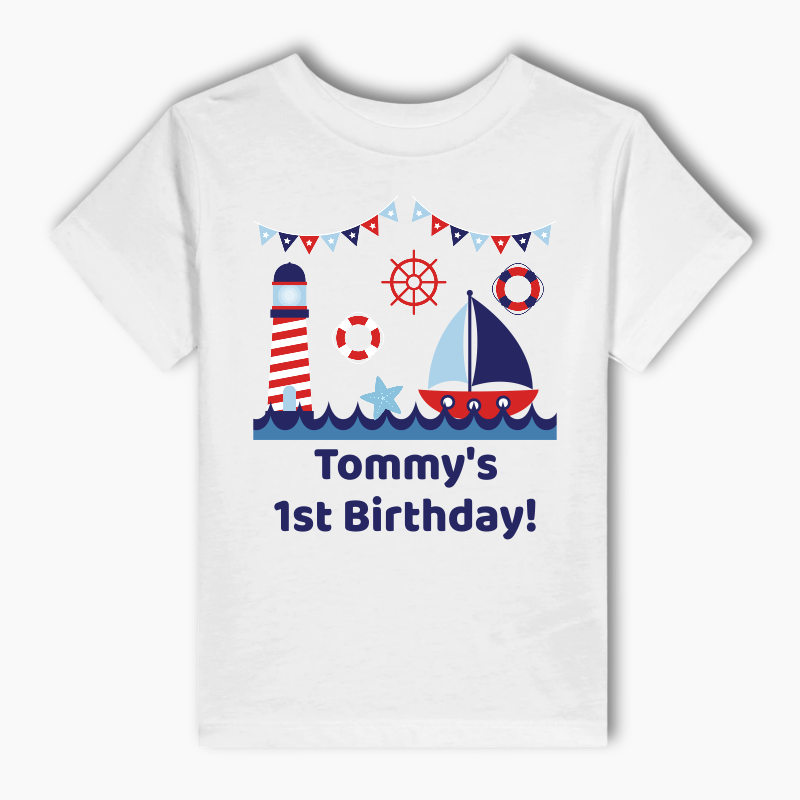Personalised Nautical Sail Boat Party Kids T-Shirt