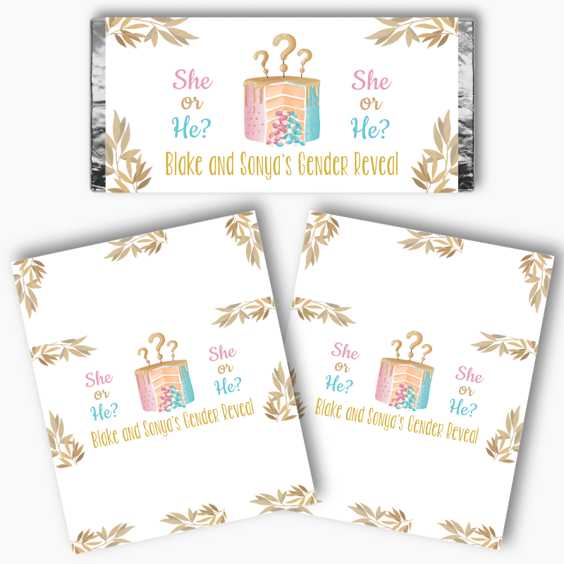 Personalised Pinata Cake Gender Reveal Mini Chocolate Labels