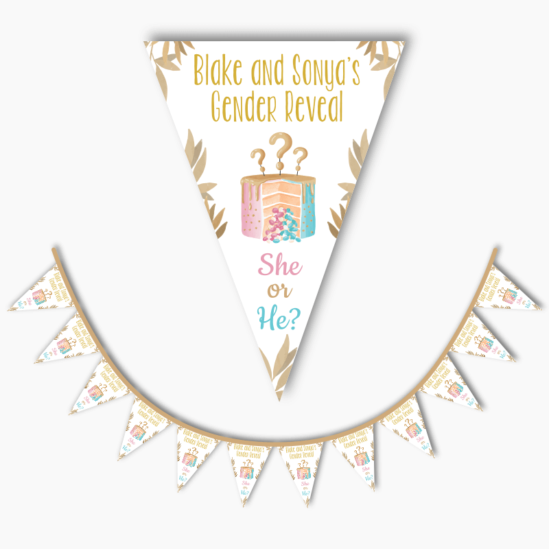 Personalised Pinata Cake Gender Reveal Party Flag Bunting 