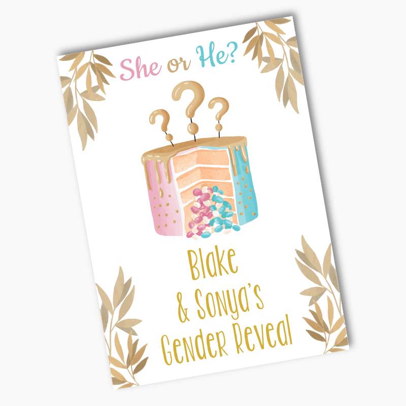Personalised Pinata Cake Gender Reveal Party Posters