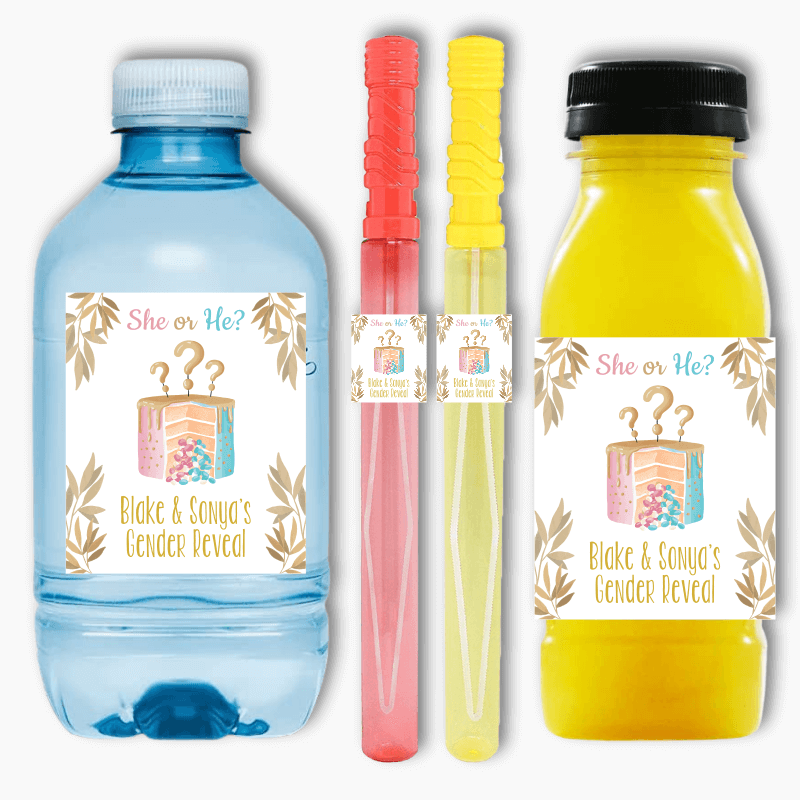 Pinata Cake Gender Reveal Party Rectangle Favour Stickers