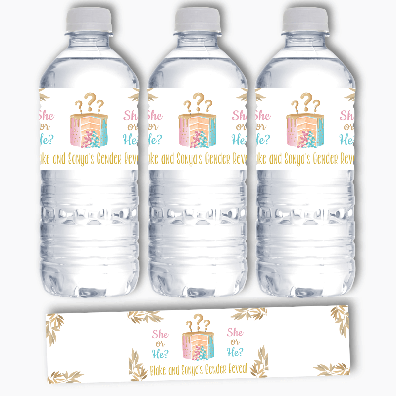 Personalised Pinata Cake Gender Reveal Water Labels