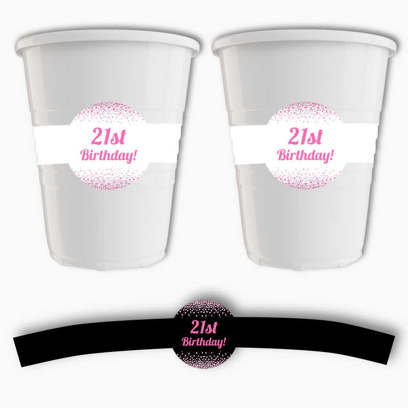 Pink Confetti Party Cup Stickers