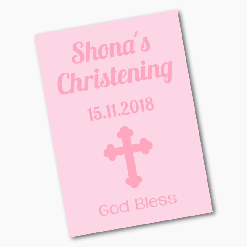 Personalised Pink Cross Christening Posters