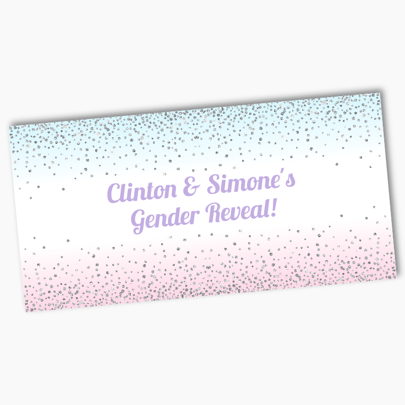 Personalised Pink & Blue Confetti Gender Reveal Party Banners