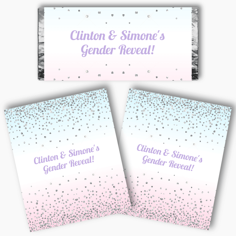 Gender Labes Custom Pink & Blue Mini Chocolate Labels for Gender Reveal - Katie J ...