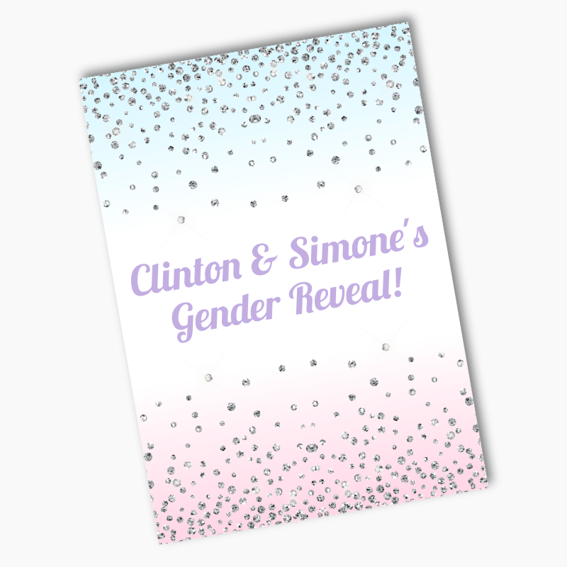 Personalised Pink & Blue Confetti Gender Reveal Party Posters
