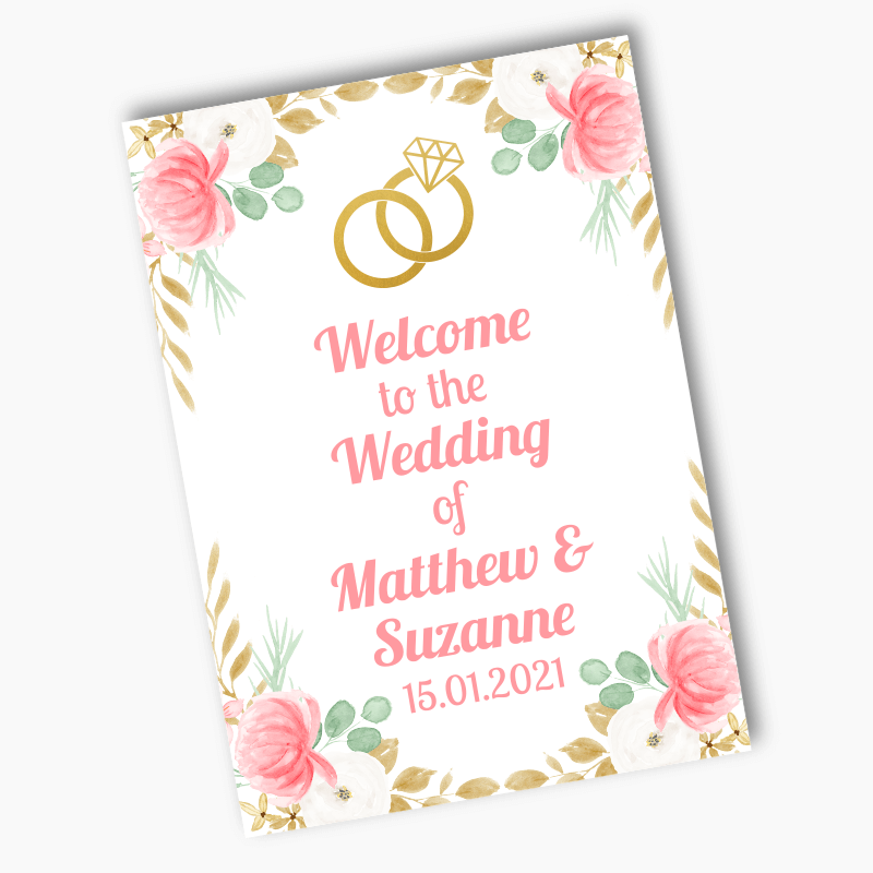 Personalised Pink & Gold Floral Wedding Posters