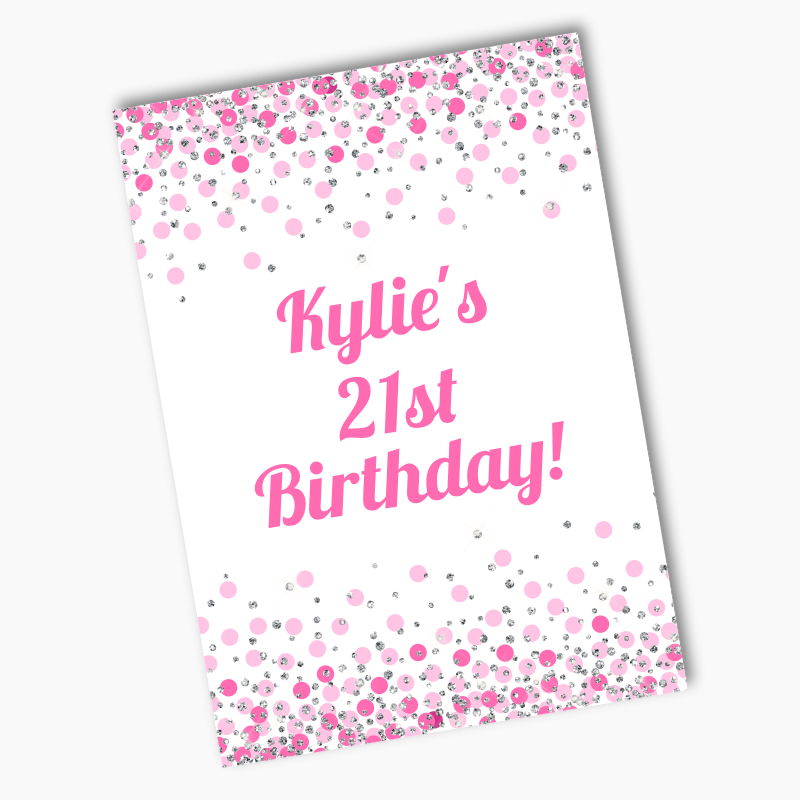 Pink &amp; White Confetti Party Poster