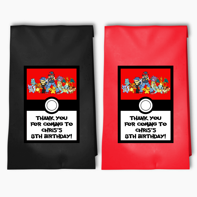 Personalised Pokemon Birthday Party Bags &amp; Labels