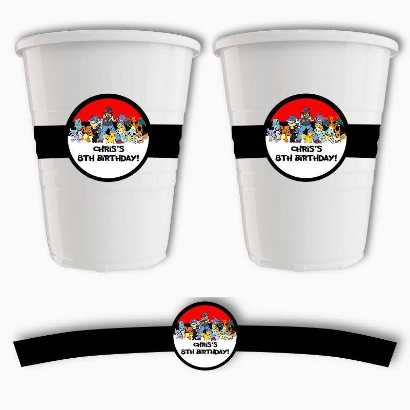 Personalised Pokemon Party Cup Stickers