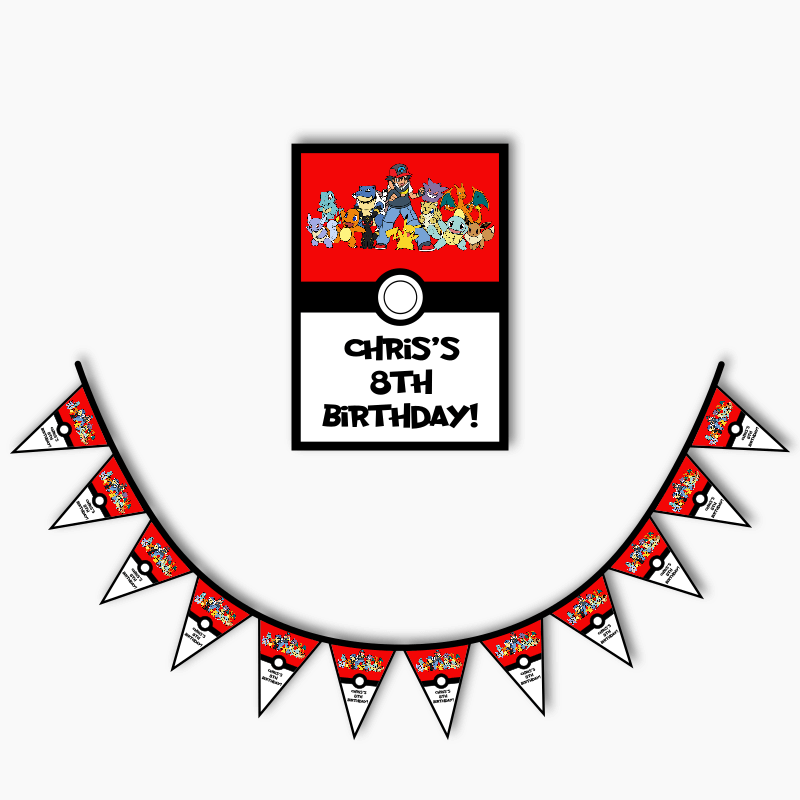 Personalised Pokemon Party Poster &amp; Bunting Combo