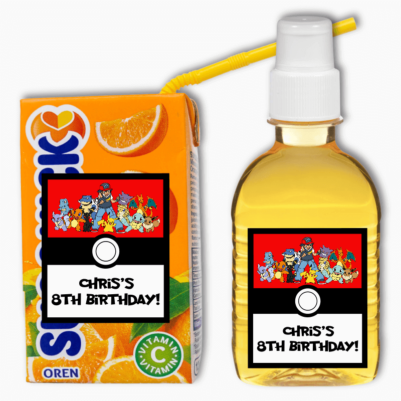 Pokemon Birthday Party Rectangle Favour Stickers