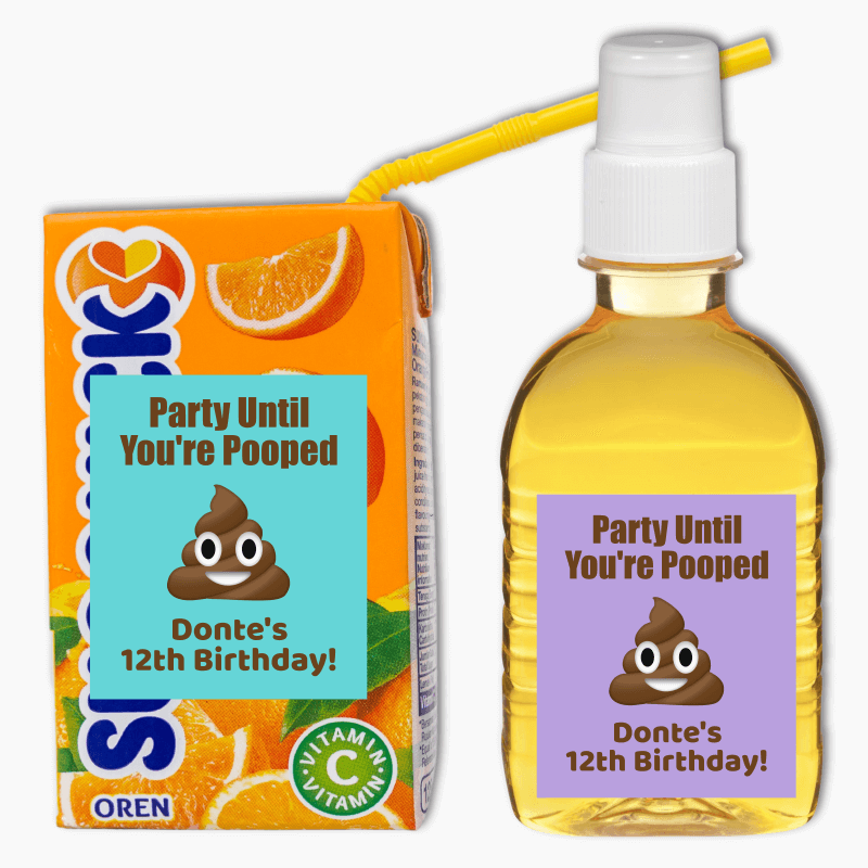 Poop Emoji Party Rectangle Drink Labels