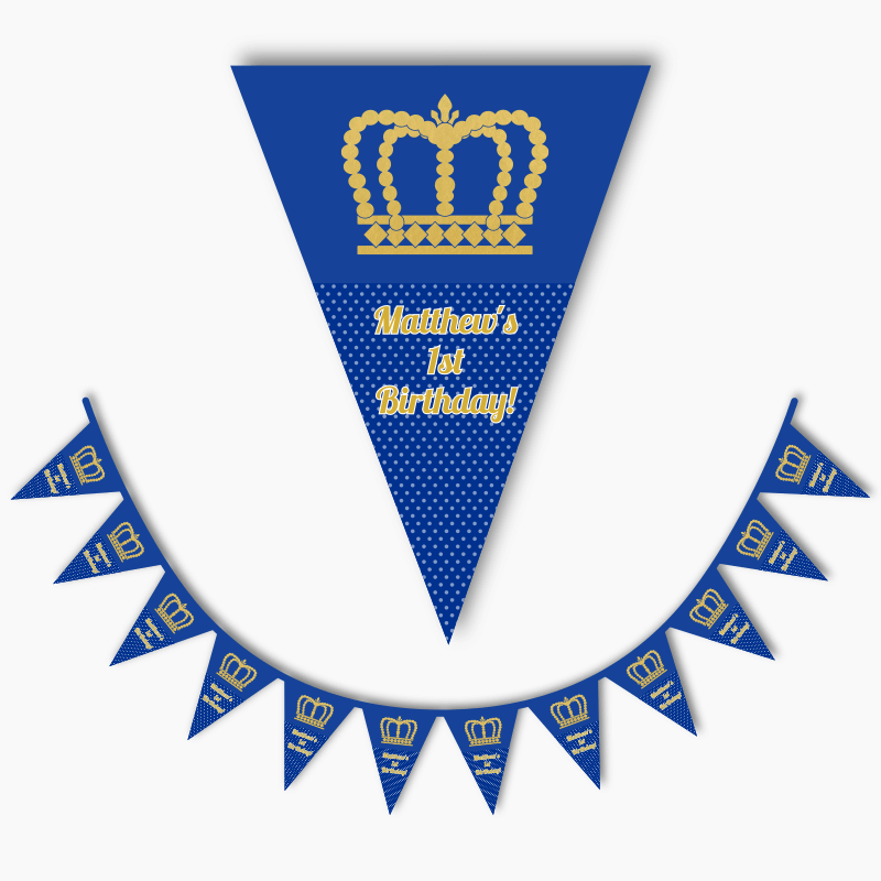 Personalised Prince Crowns Party Flag Bunting