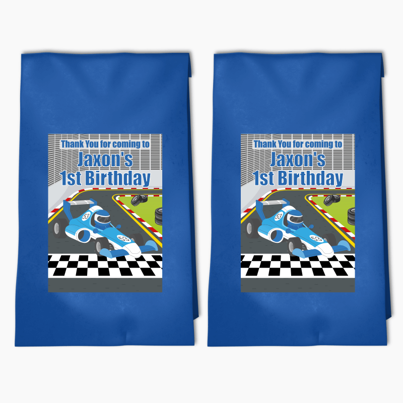 Personalised Race Car Party Bags & Labels