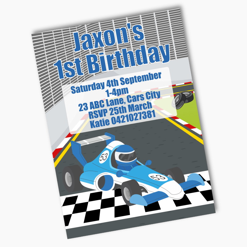 Personalised Race Car Party Invites