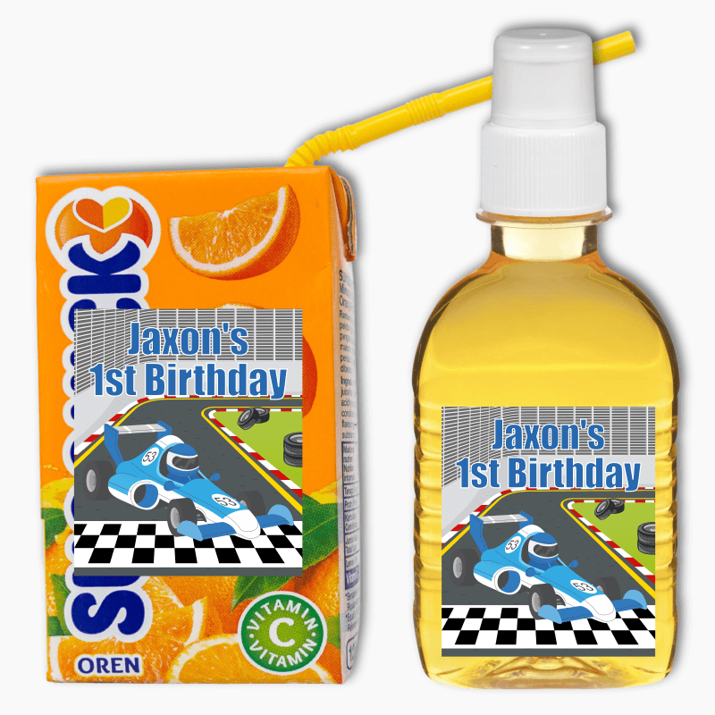 Race Car Birthday Party Rectangle Drink Labels