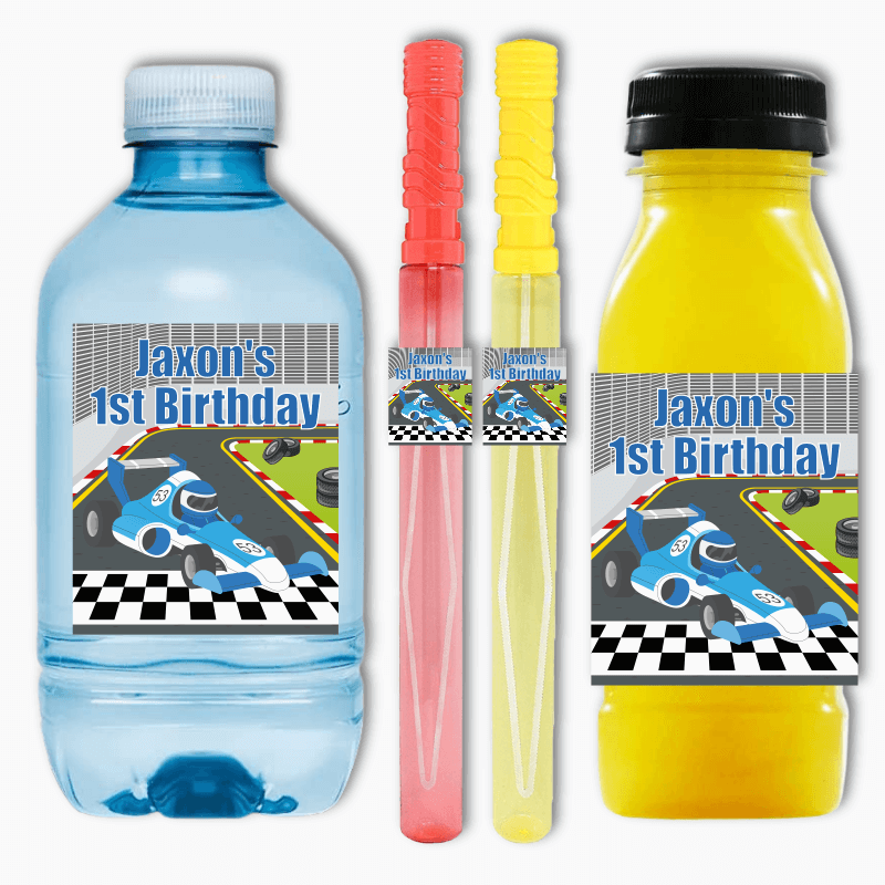 Race Car Birthday Party Rectangle Favour Stickers
