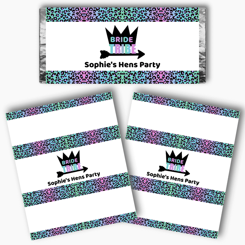 Personalised Rainbow Bride Tribe Hens Party Mini Chocolate Labels